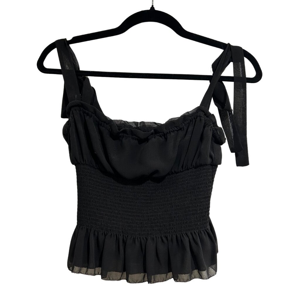 Wilfred Black Smocked Ruffle Blouse